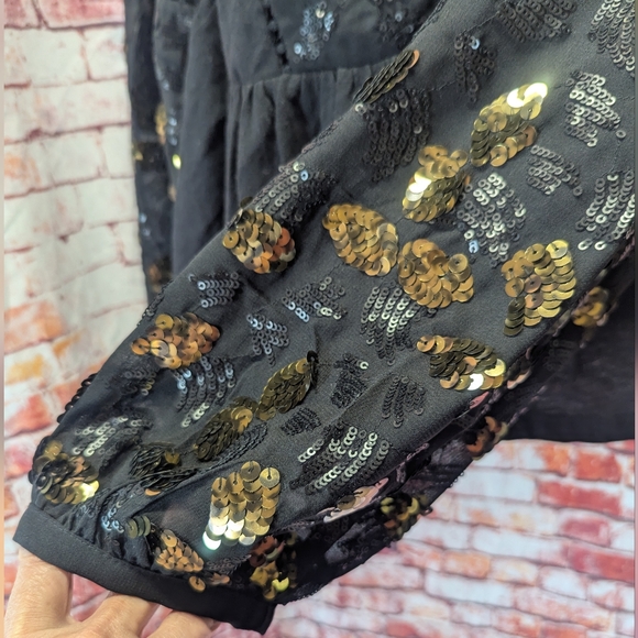 Anthropologie Neale Sequined Peplum Top size medium - Picture 3 of 6